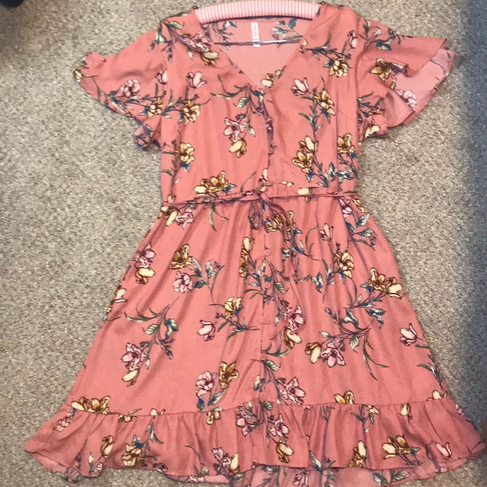Xhilaration Floral Ruffle Bottom Dress